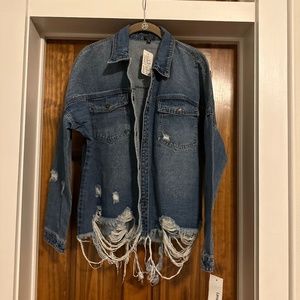 Lana Collection By Yossi Distressed Denim Shirt Jacket Size M